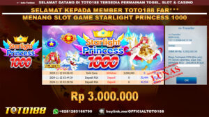 Bukti JP Kemenangan SLOT GAME STARLIGHT PRINCESS 1000 12 NOV 24