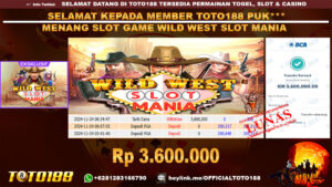 Bukti JP Kemenangan SLOT GAME WILD WEST SLOT MANIA 24 NOV 24