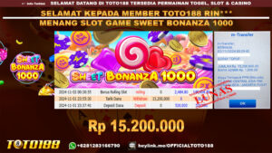 Bukti JP Kemenangan SLOT GAME SWEET BONANZA 1000 02 NOV 24