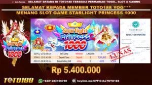 Bukti JP Kemenangan SLOT GAME STARLIGHT PRINCESS 1000 13 NOV 24
