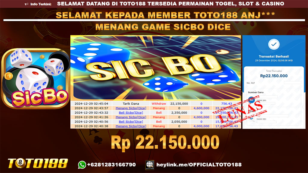 Bukti JP Kemenangan SICBO DICE GAMES 29 DES 24