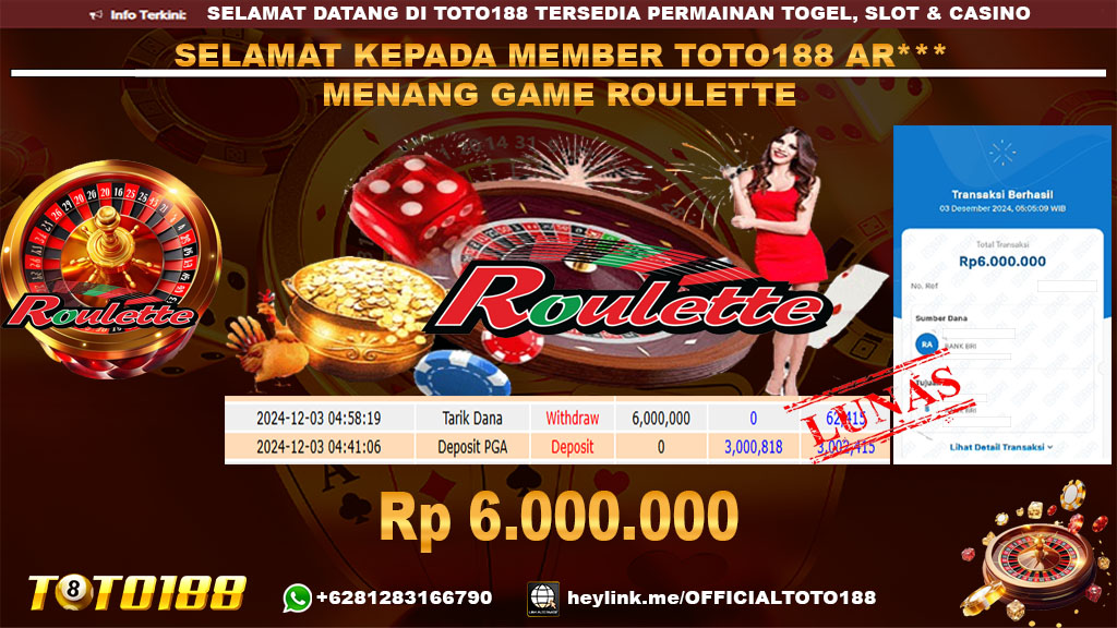 Bukti JP Kemenangan GAME ROULETTE 03 DES 24