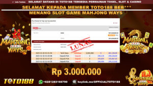 Bukti JP Kemenangan SLOT GAME MAHJONG WAYS 02 JAN 25