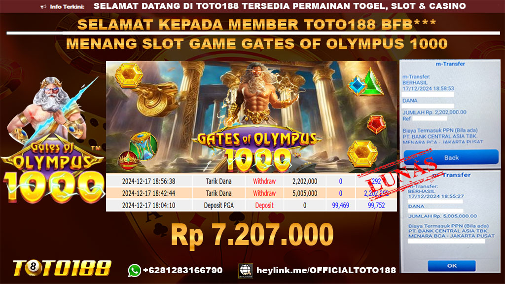 Bukti JP Kemenangan SLOT GAME GATES OF OLYMPUS 1000 17 DES 24
