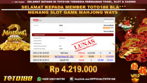 Bukti JP Kemenangan SLOT GAME MAHJONG WAYS 06 DES 24