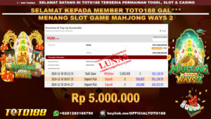 Bukti JP Kemenangan SLOT GAME MAHJONG WAYS2 30 DES 24