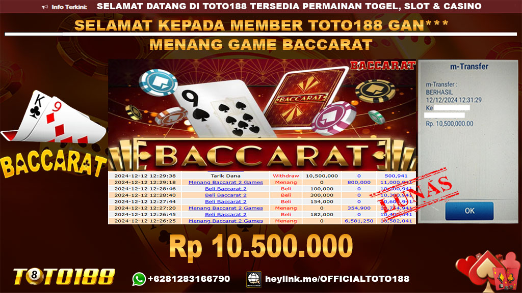 Bukti JP Kemenangan GAME BACCARAT 12 DES 24