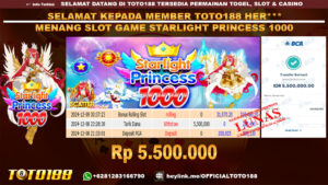 Bukti JP Kemenangan SLOT GAME STARLIGHT PRINCESS 1000 08 DES 24