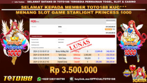 Bukti JP Kemenangan SLOT GAME STARLIGHT PRINCESS 1000 30 DES 24