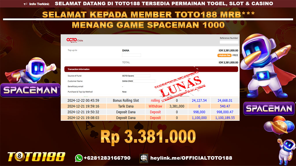 Bukti JP Kemenangan GAME SPACEMAN 21 DES 24