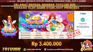 Bukti JP Kemenangan SLOT GAME STARLIGHT PRINCESS 22 DES 24