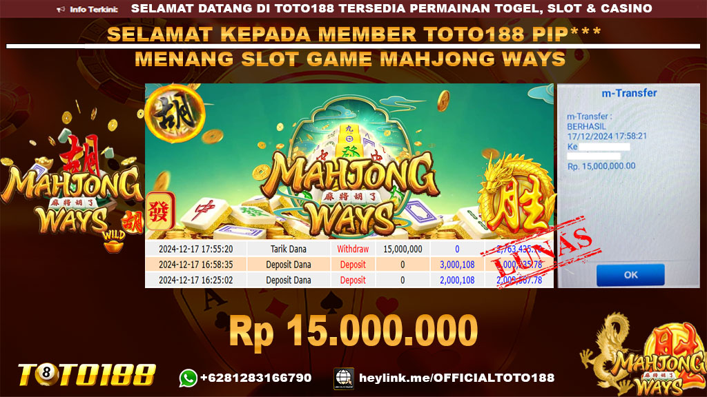Bukti JP Kemenangan SLOT GAME MAHJONG WAYS 17 DES 24