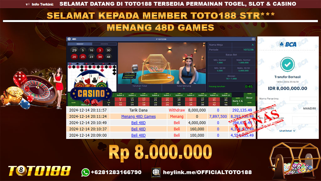 Bukti JP Kemenangan 48D GAMES 14 DES 24