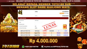 Bukti JP Kemenangan SLOT GAME MAHJONG WAYS 07 DES 24