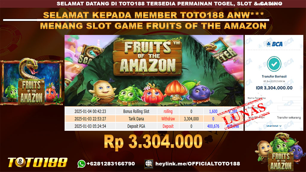Bukti JP Kemenangan SLOT GAME FRUITS OF THE AMAZON 03 JAN 25