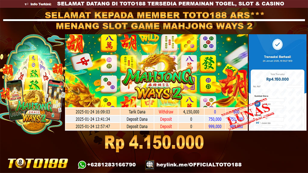 Bukti JP Kemenangan SLOT GAME MAHJONG WAYS2 24 JAN 25