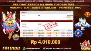 Bukti JP Kemenangan SLOT GAME STARLIGHT PRINCESS 1000 28 JAN 25