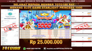 Bukti JP Kemenangan SLOT GAME STARLIGHT PRINCESS 1000 19 JAN 25