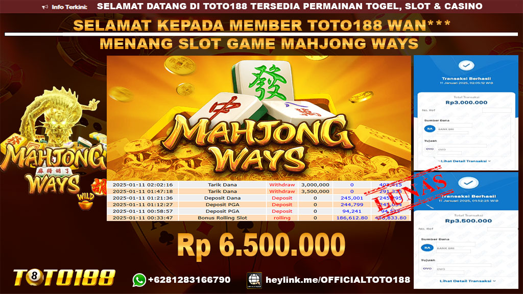 Bukti JP Kemenangan SLOT GAME MAHJONG WAYS 11 JAN 25