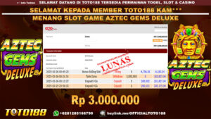 Bukti JP Kemenangan SLOT GAME AZTEC GEMS DELUXE 26 FEB 25