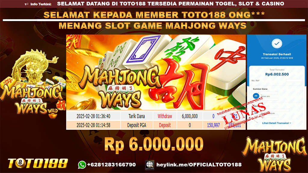 Bukti JP Kemenangan SLOT GAME MAHJONG WAYS 28 FEB 25