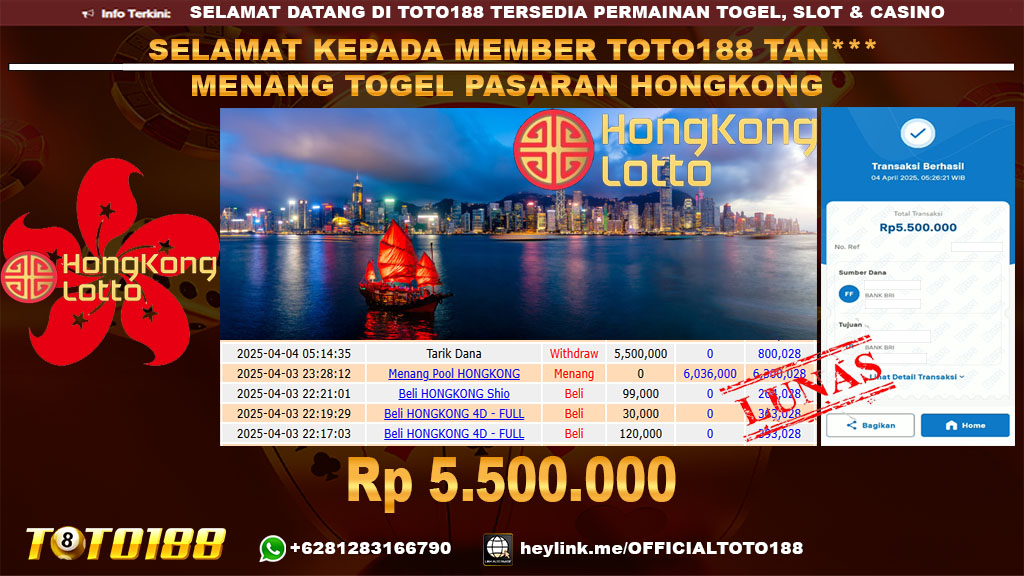 Bukti JP Kemenangan TOGEL PASARAN HONGKONG 04 APR 25